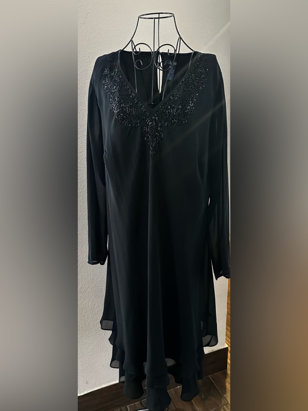 Black Beaded Black Dress & Pouch
